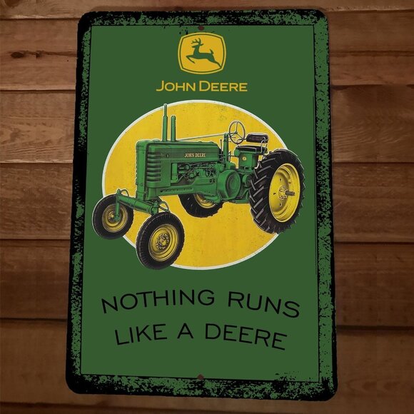 Unbranded Other - Nothing Runs Like a John Deere‎ Tractor 8x12 Metal Wall Sign
